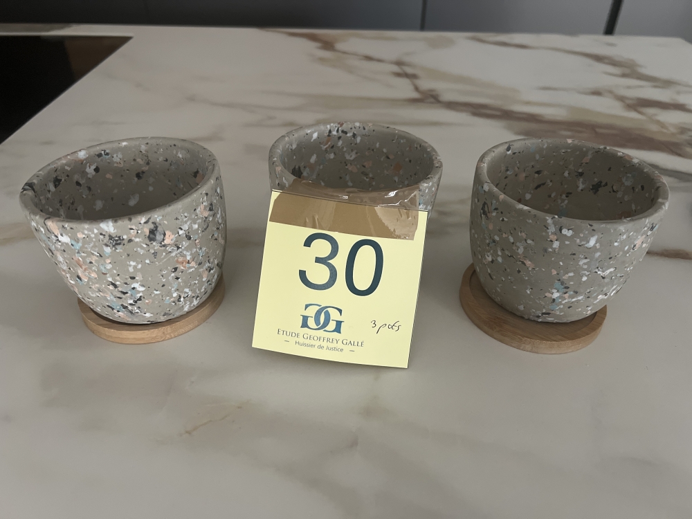 Cache pot avec assiette en bois